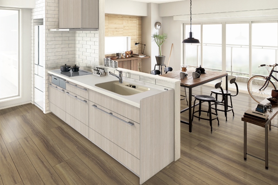 リシェル：セミオープン対面キッチン 造作壁対面 壁付I型